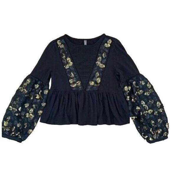 Anthropologie Neale Sequined Peplum Top, Small. Witchy - Picture 3 of 13